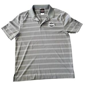Harley Davidson Men’s LargePolo Dri Fit Gray/White Smokey Mtns TN EUC
